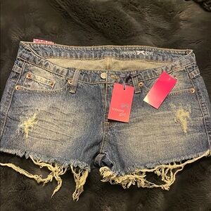 Tommy Hilfiger Blue Jean Shorts with Distressed Hem